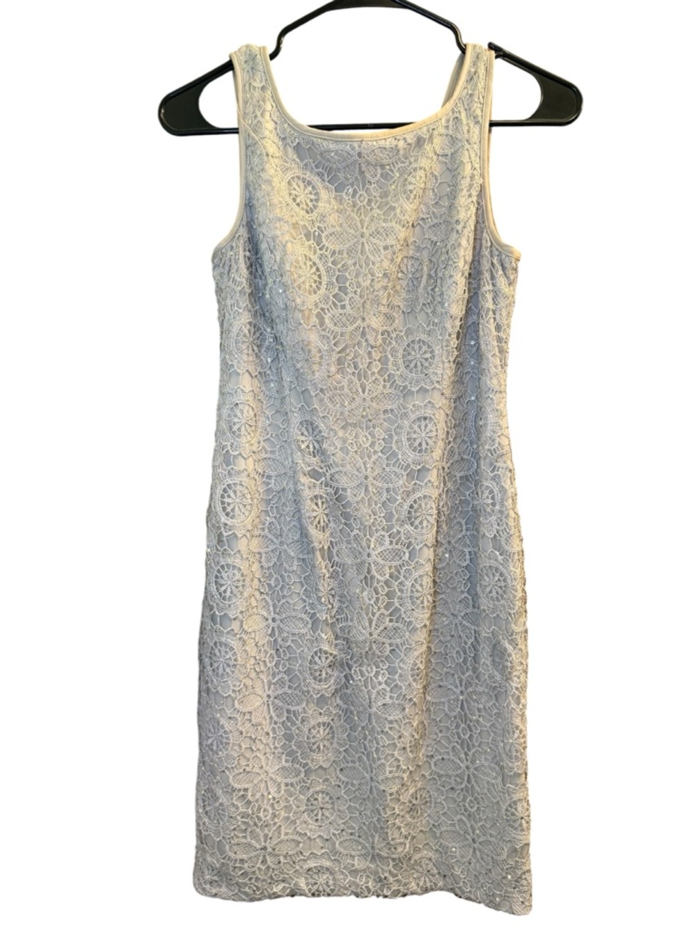 Adrianna Papell Sleeveless Silver/Light Grey Lace Homecoming Dress
